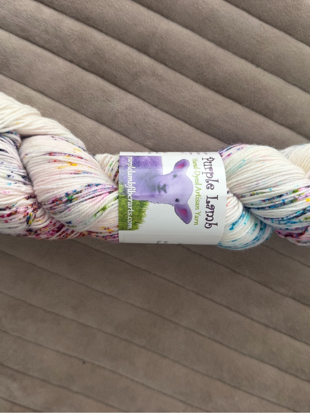 Purple lamb yarn Speckled White Yarn - White with Multicolor Speckles